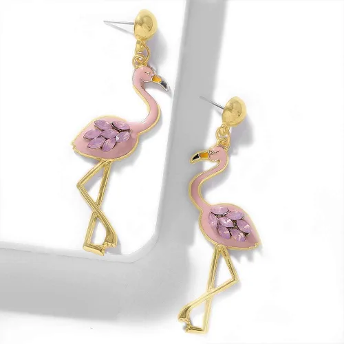 Vista 6 de choice of all Bonitos aretes de flamenco, juego de aretes de flamencos de Navidad, regalos de Acción de Gracias