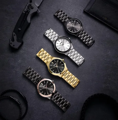 Vista 7 de BUREI Relojes para hombre de moda analógicos de acero inoxidable con movimiento de cuarzo impermeables, regalo para hombres.