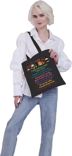Vista 2 de VAMSII Clue the Movie Tote bag Murder Mystery Shoulder Bag Mrs. White Quote Bolsa de compras de comestibles Bolso secreto negro
