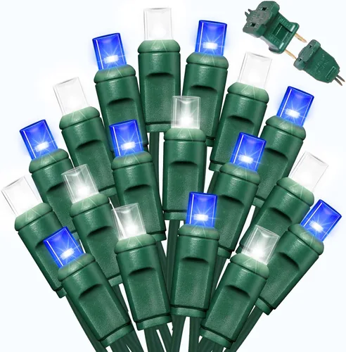 Vista 22 de LAMPHOME 100 unidades (2 paquetes de 50L) de luces de cadena, 30% de bombillas centelleantes y 70% de bombillas de luz constante, luces de Navidad