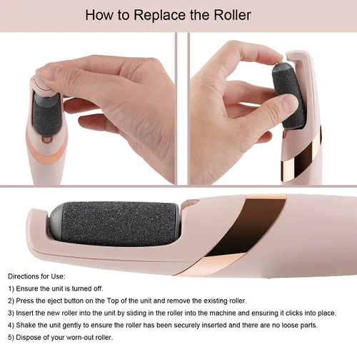 Vista 6 de Paquete de 6 rodillos de repuesto compatibles con Finishing Touch Flawless Pedi lima de herramientas eléctricas incluye un cepillo de limpieza