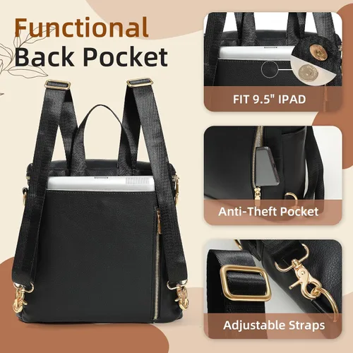 Vista 3 de miss fong Pequeña bolsa de pañales mini bolsa de pañales, mochila de cuero para pañales con 14 bolsillos, bolsillos aislados y correa para el hombro