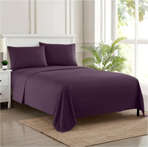 Vista 35 de Juego de sábanas extrasuaves de tamaño individual, ropa de cama transpirable y lujosa con correas elásticas integradas para las esquinas, colección
