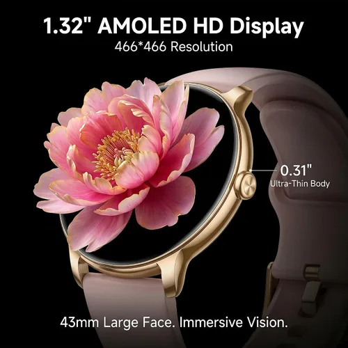 Vista 2 de Reloj inteligente LZBWOL para mujeres ultra delgado, pantalla AMOLED de 1.32", rastreador de fitness con frecuencia cardíaca, oxígeno en sangre