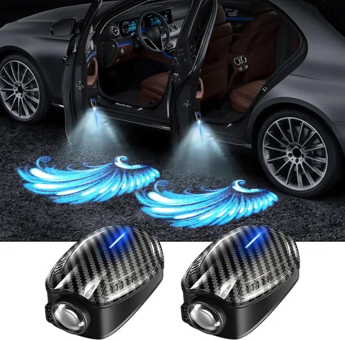 Vista 8 de 2 luces para puerta de automóvil, proyector de logotipo, esqueleto de calavera, universal, inalámbrico, para puerta de automóvil, luces LED