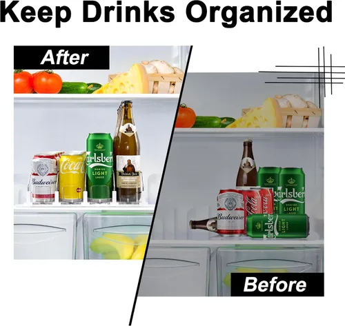 Vista 2 de LumoShine Organizador de bebidas para refrigerador, dispensador de latas de soda autoempujable para refrigerador, ancho ajustable para soportes