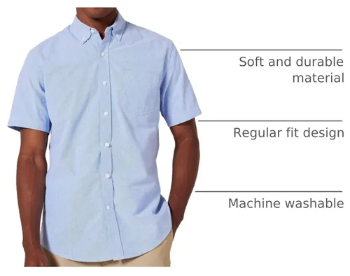 Vista 5 de Amazon Essentials Men's Short-Sleeve Oxford Shirt with Pocket Azul