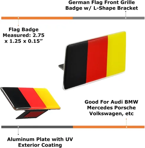Vista 2 de iJDMTOY (1) insignia emblema de la bandera alemana adaptable a la parrilla delantera de autos alemanes, por ej.: Audi, BMW, Mercedes, Porsche