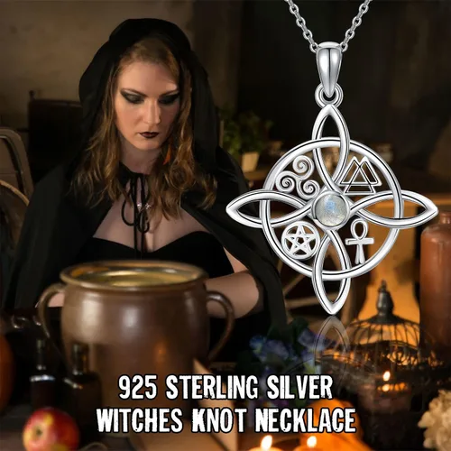 Vista 85 de YAFEINI Collar con dije de nudo de bruja de plata de ley, amuleto de bruja de cruz celta, regalo para mujer