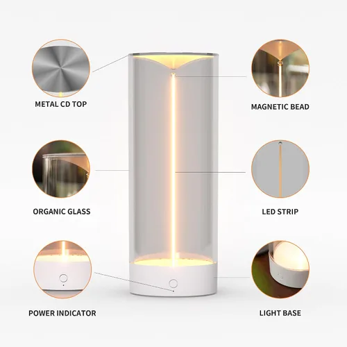 Vista 5 de AUGE LIGHT Lámpara de Escritorio Minimalista Inalámbrica Lámparas de Mesa LED Recargables Modernas Luces de Mesa de Noche Regulables con 3 Niveles