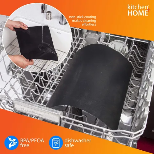 Vista 6 de Kitchen + Home Toaster Oven Liner – Resistente 100% libre de PFOA y BPA – Revestimiento antiadherente reutilizable para horno tostador