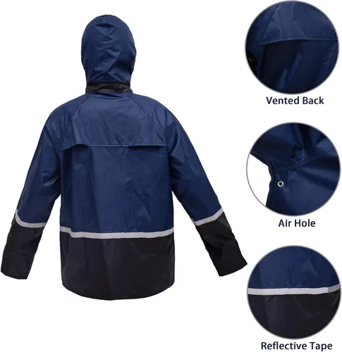 Vista 3 de RainRider Trajes de lluvia para hombre, impermeables, transpirables, resistentes al agua, impermeables, con pantalones