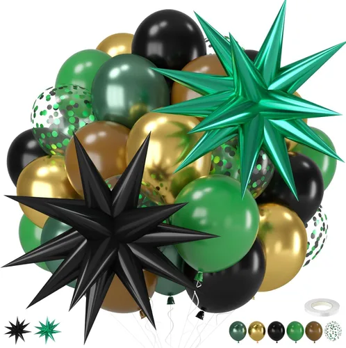 Vista 17 de Globos negros y rojos amarillos azules, globos de confeti de 12 pulgadas negros rojos amarillos azules verdes plateados metálicos con globo
