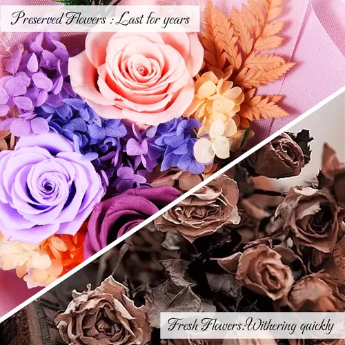 Vista 6 de Flor para siempre, ramo de rosas que dura 3 años, flores de cumpleaños, flores de condolencia, regalos para ella, mamá, abuela, esposa, amigas