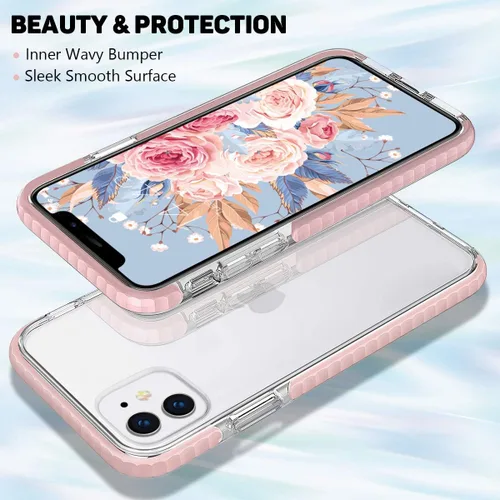 Vista 6 de MATEPROX Compatible con iPhone 11 Funda transparente, delgada, transparente, a prueba de golpes, para iPhone 11 6.1 (rosa)