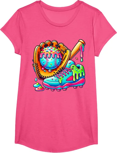 Vista 11 de Ice Cream Drip Baseball Stuff Baseball Drip For Boys Graphic T-Shirt, Negro -, Pequeña