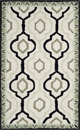 Vista 7 de SAFAVIEH Chelsea Collection - Alfombra decorativa de 1 pies 8 pulgadas x 2 pies 6 pulgadas, marfil y negro, lana de campo francesa enganchada a