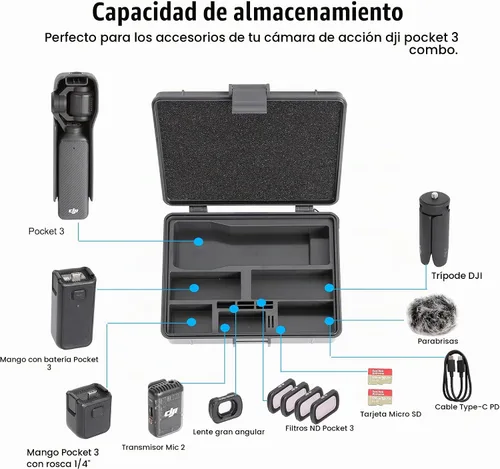 Vista 2 de PellKing Funda rígida para cámara DJI OSMO Pocket 3, caja de almacenamiento compatible con accesorios DJI Pocket 3