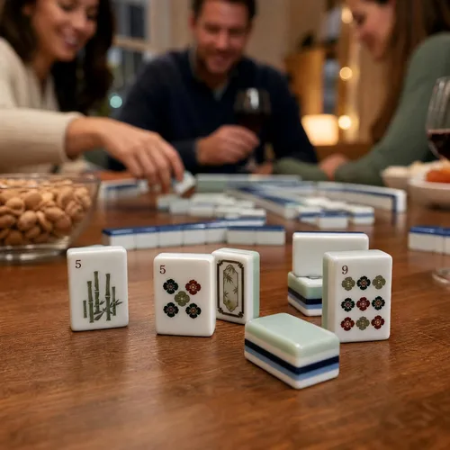 Vista 8 de American Mahjong Set, 160 piezas de 4 capas de acrílico Mahjong Verde claro