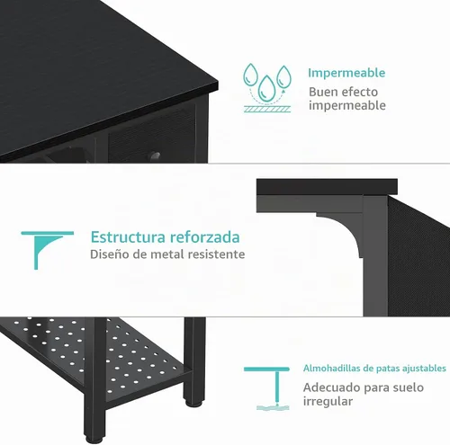 Vista 7 de Lufeiya Escritorio para computadora con cajones de tela, escritorio de juegos reversible de 40 pulgadas para espacios pequeños, oficina en casa