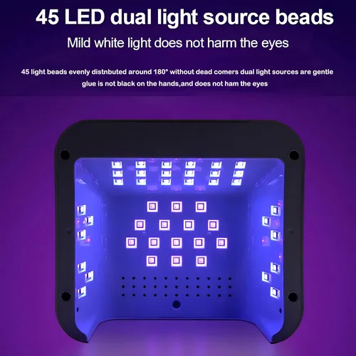 Vista 6 de Lámpara de uñas LED UV de 268 W, gel para esmalte de uñas, secadora UV con 4 temporizadores, 45 cuentas de lámpara y sensor automático, herramientas