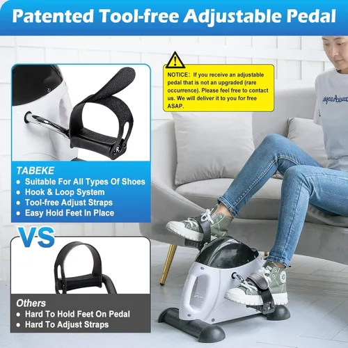 Vista 2 de TABEKE Ejercitador de pedales de bicicleta para debajo del escritorio, mini bicicleta estática para ejercicio de brazos/piernas, ejercitador