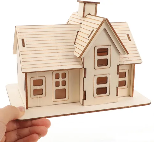 Vista 7 de 1 juego de rompecabezas de madera en 3D, mini kit de casa modelo de bricolaje, juguetes para edades de 8 a 13 años, casa de muñecas, juguetes