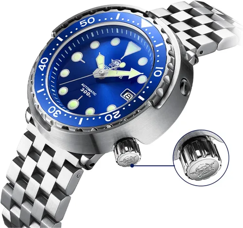 Vista 4 de ADDIESDIVE Relojes de buceo para hombre, 1.870 in, reloj de pulsera automático Nh35, impermeable, 300 M, esfera luminiscente cromada, My-H5