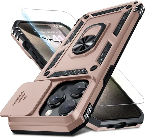 Vista 56 de Janmitta Funda para iPhone 8 Plus/7 Plus/6 Plus, Cubierta de Teléfono con Cubierta Deslizante Integrada para Lente de Cámara + Protector