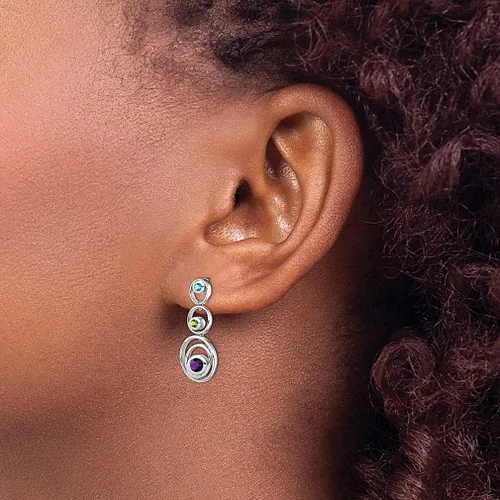 Vista 3 de Aretes de plata de ley 925 con peridoto verde, topacio azul, morado, amatista, colgantes, joyería fina para mujer, regalos para ella, Plata de ley