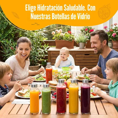 Vista 6 de Luxfuel Botellas de vidrio transparente con tapas, botellas de agua