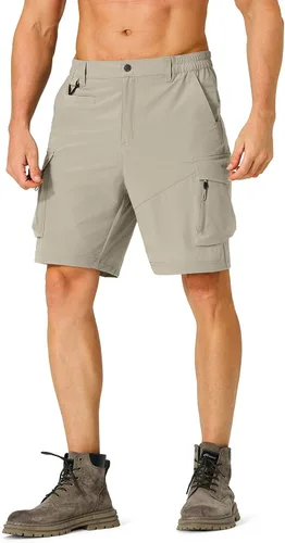 Vista 7 de Pantalones cortos de senderismo para hombre, de secado rápido, ligeros, con múltiples bolsillos, para pesca, campamento, golf