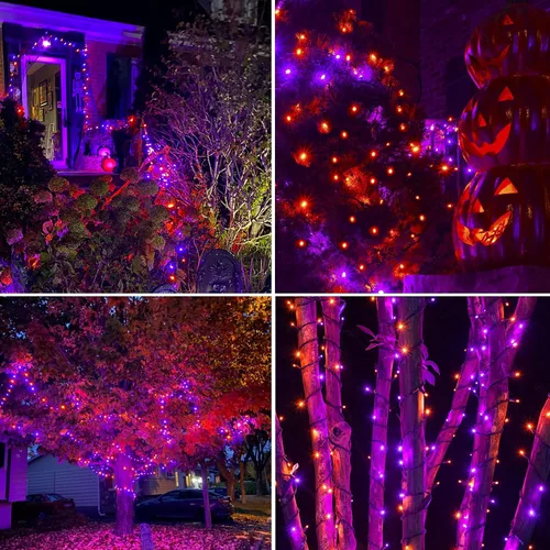 Vista 2 de Joomer - Guirnalda de luces de Halloween con 200 luces LED RGB enchufables de 66 pies