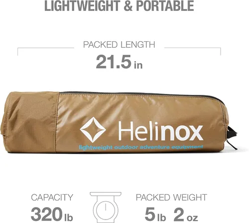 Vista 2 de Helinox Cuna One ligera, compacta, plegable, portátil, catre de camping, regular, marrón coyote