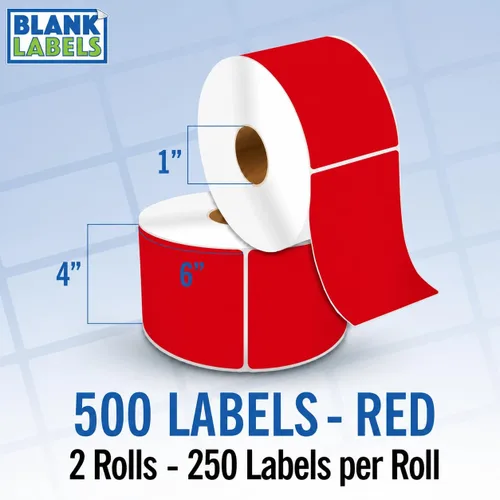 Vista 23 de Blank Labels Etiquetas en rollo de transferencia térmica directa de 4 x 6 pulgadas, 290 azules Núcleos de 3 pulgadas con Perfs Easy Tear