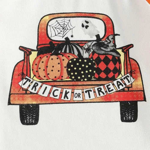 Vista 3 de Douhoow Traje de Acción de Gracias de Feliz Halloween para bebé, niña, camiseta de calabaza, camiseta acampanada, pantalones de leopardo