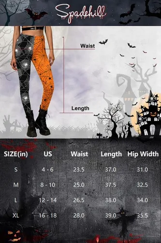 Vista 6 de Spadehill - Leggings de Halloween para mujer, pantalones elásticos con estampados divertidos