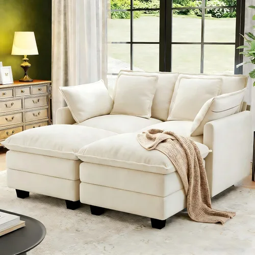 Vista 10 de Seccional Cloud Couch de 107", Sofá Seccional Modular en Forma de U, Sofá de Asiento Profundo de 4 Asientos con 6 Almohadas Extraíbles Lavables y 2