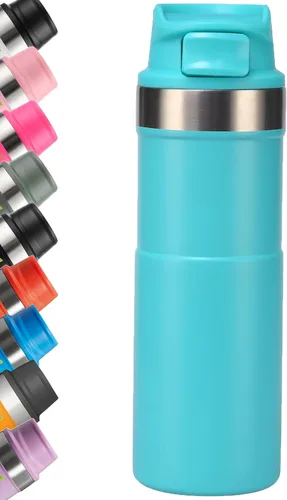 Vista 7 de Taza de viaje con acción de gatillo de acero inoxidable Taza de viaje de 17oz Botella de agua Thermos Taza de viaje con vacío Taza de café de acero