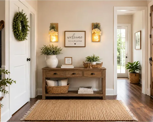 Vista 44 de Decoración rústica de madera para colgar en la pared con tira de luces LED para sala de estar y dormitorio modernos, estilo campestre inspirador