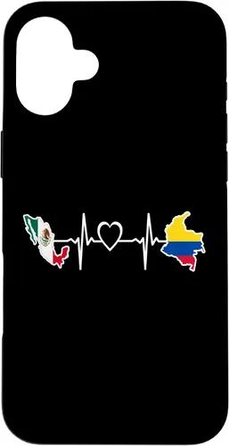 Vista 23 de iPhone 16 Bandera de Colombia Mexicana - Funda de latidos del corazón de Colombia Mexicana