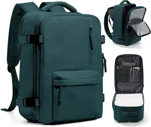 Vista 36 de WONHOX - Mochila grande, aprobada para vuelo, unisex, para viajes, trabajo, negocios o laptop, a1-Negro, Medium