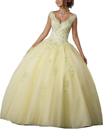 Vista 11 de QXMYOO Vestido de Gala de Quinceañera Sweet 16 Fiesta de Graduación Vestido de Princesa para Adolescentes Negro (Style1-Black)