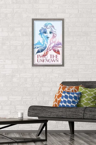 Vista 2 de Trends International Disney Frozen 2 - Póster de pared con texto en inglés "Into the Unknown", 14.725 x 22.375 pulgadas, versión enmarcada de madera