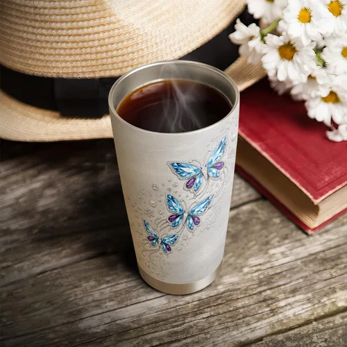 Vista 4 de 20oz Jewelry Butterfly Tumbler, Inspirational, Motivational Birthday Gifts for Butterfly Lovers, Coffee Tumbler for Women, Stainless Steel Double