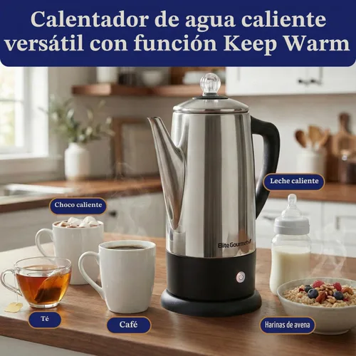 Vista 4 de Elite Gourmet Percolador eléctrico de café de 12 tazas, mantiene el calor