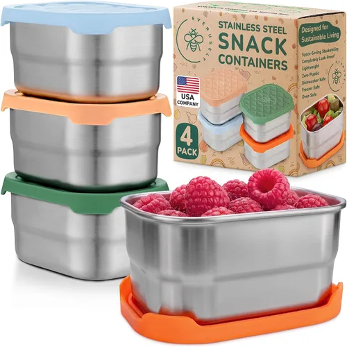 Vista 11 de Recipientes de alimentos de acero inoxidable para microondas, loncheras Brillante