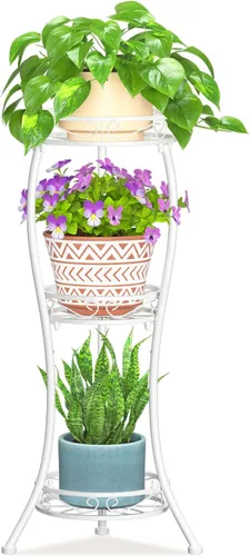Vista 8 de LASZOLA 3 Tiers Metal Corner Plant Flower Stand Tall Indoor Outdoor, Bronze Bronce