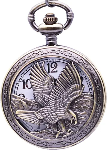 Vista 4 de Udaney Eagle - Reloj de bolsillo de regalo con cadena de cuarzo vintage Half Hunter American 2022 Fashion, bronce, Eagle