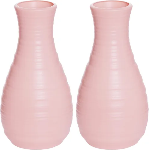 Vista 9 de 2 Pack de jarrones de plástico compuesto con aspecto de cerámica, jarrón irrompible con aspecto de cerámica para decoración del hogar, centros